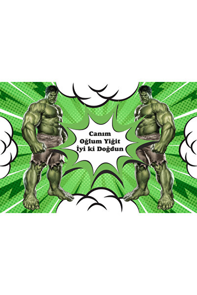 Hulk Temalı Doğum Günü Temalı Kişiye Özel Isimli 150x100 Cm Ölçüsünde Branda ...