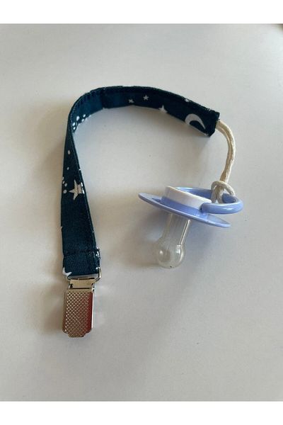 runbaby Run Baby Navy Blue Star Muslin Pacifier Strap