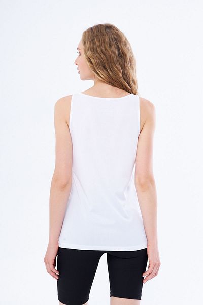 Moda Işık White Printed Thick Strap Sports Undershirt