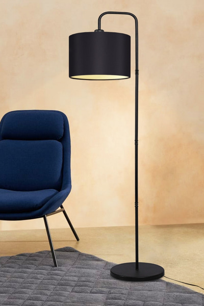 Art&Gift Suitable Metal Gövdeli Siyah Kumaş Başlık Çok Amaçlı Lambader Salon Köşe Lambası