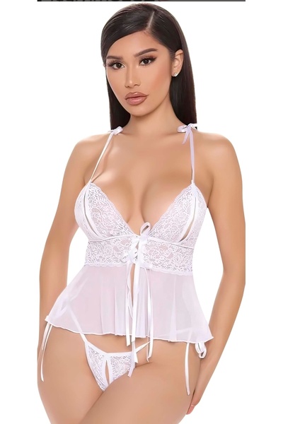 byen Vücudu Saran Detayantelli Babydoll Gecelik