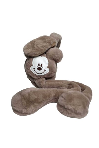 SPTEKS Kız Çocuk Kahverengi Renk Mickey Figürlü Pompalı Sesli Kışlık Peluş Ku...