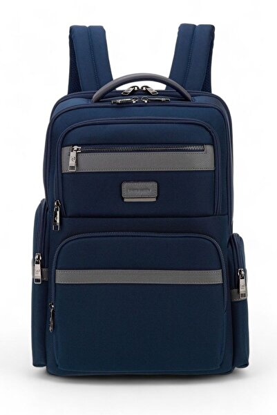 Pierre Cardin حقيبة ظهر للجنسين مقاس 16 بوصة باللون الأزرق الداكن 01PC00302