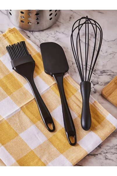 PEROTİ 3'lü Set Çırpıcı,spatula Ve Fırça çırpıcı seti SİYAH