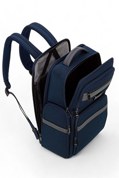 Pierre Cardin حقيبة ظهر للجنسين مقاس 16 بوصة باللون الأزرق الداكن 01PC00302