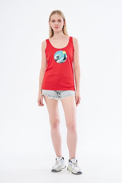 Moda Işık Tricou sport roșu cu curea groasă cu imprimeu de iarnă