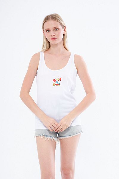 Moda Işık Tricou sport cu bretele groase de culoare albă - imprimat cu rață