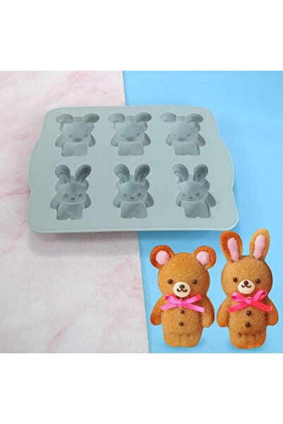 Siliko World شمعة صابون على شكل دمية دب وأرنب، قالب إيبوكسي وسيليكون، قالب دم...