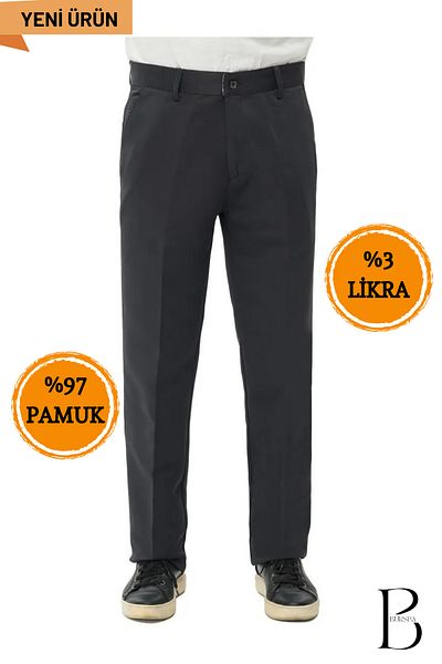 BURSPA Ανδρικό παντελόνι Relaxed Cut Βαμβακερό Σκούρο Γκρι Dad