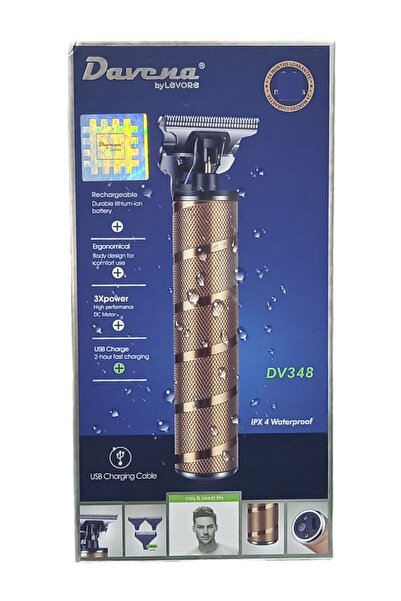 Davena ماكينة قص الشعر مع شفرات حلاقة احترافية قابلة للتعديل مكون من 6 قطع ذهبي