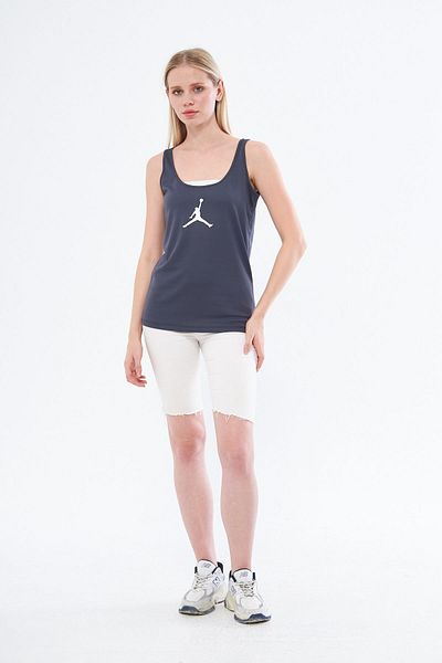 Moda Işık Jordon Printed Anthracite Color Athlete's Tank Top - Thick Strap