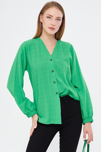 armonika Cămașă de damă înfășurată verde deschis - mânecă elastică ARM-24K 001002