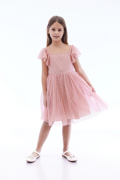 Ahengim Kids Girl's Square Neck Trend Tulle Dress Ak2242