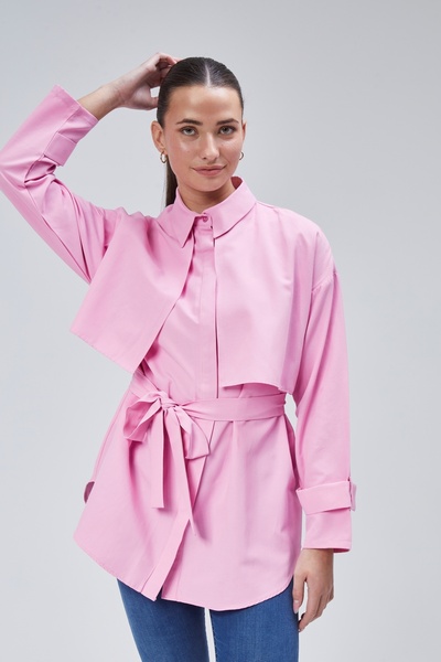 lurex moda Robalı Kuşaklı Gömlek