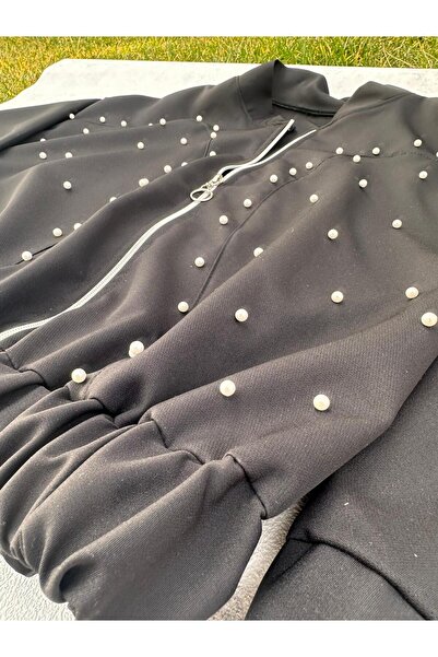 FADME TEKSTİL DOUBLE KUMAŞ FERMUARLI İNCİ DETAYLI ÇEKET