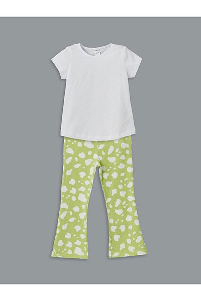 LC Waikiki Lcw Crew Neck Basic Girls Blouse and Leggings 2-Pack