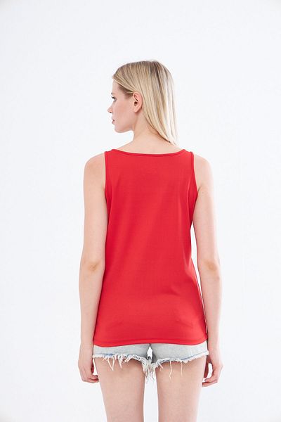 Moda Işık Red Cat Printed Thick Strap Sports Tank Top