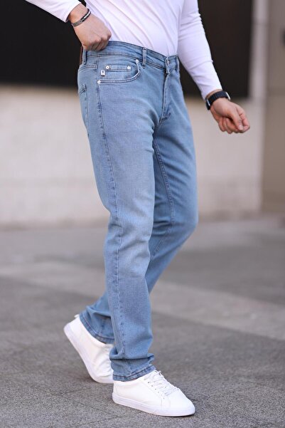 Dr Dnm Remix Erkek Buz Mavi Regular Fit Boru Paça Esnek Likralı Denim Jeans Kot Pantolon