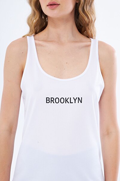 Moda Işık White Printed Thick Strap Sports Undershirt