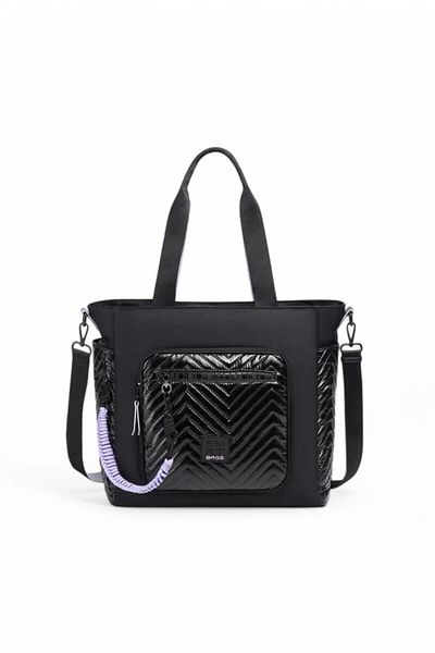 SMART BAGS Geantă de umăr pentru femei negru-liliac Smb3246