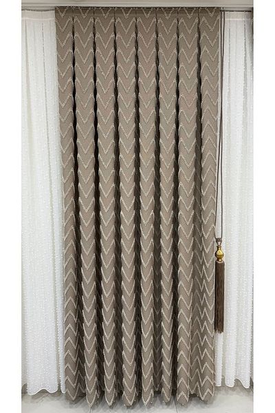 Fon Dünyası Furry Luxury Board Background Curtain Beige (Single Wing)