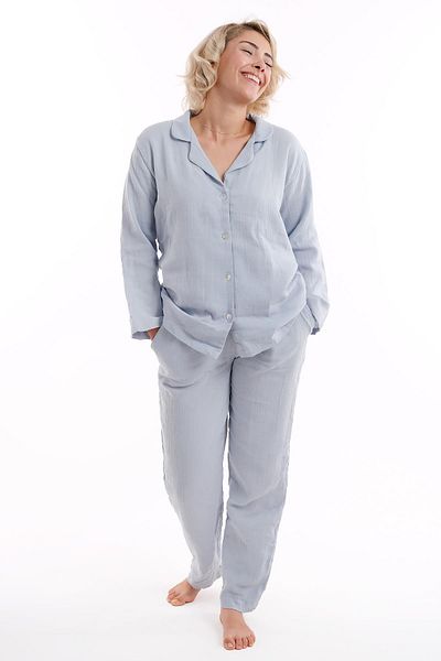 DALİSA Set pijamale de damă din muselină - guler cu nasturi