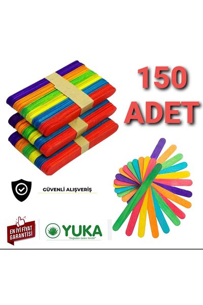 Yuka قضيب خشبي ملون عريض، قضيب لسان abeslang، 150 قطعة من قضيب النشاط