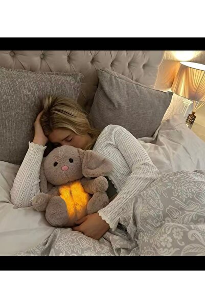 Happystore Nefes alan Sevimli Yatıştırıcı Yenidoğan Bebek Tavşan ışıklı ninni  uyku arkadaşı