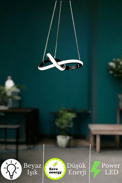 neeko Bonna Minimal Black Led Pendant Lamp Chandelier |   6500K White Light Single Model