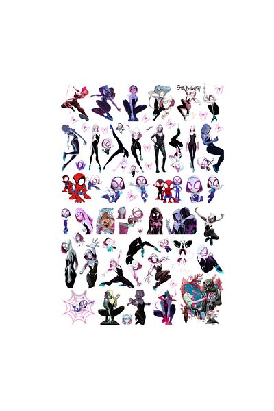Ororabutik Σετ αυτοκόλλητων 61 τμχ Ghost Spider Gwen - Σετ αυτοκόλλητων Scrapbook Bullet Journal