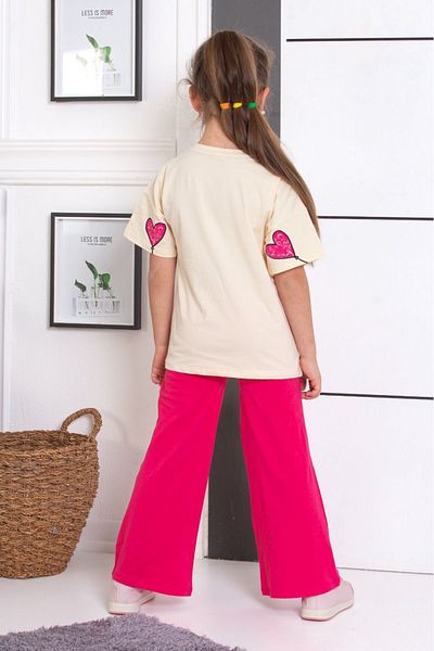 tunays shopping Spanish Leg Leggings Pants Heart Printed Oversize Tshirt Girls' Bottom Top Set
