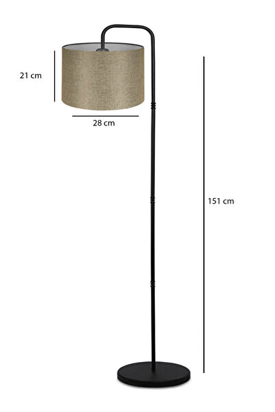 Art&Gift Suitable Metal Gövdeli Bej Kumaş Başlık Çok Amaçlı Lambader Salon Köşe Lambası