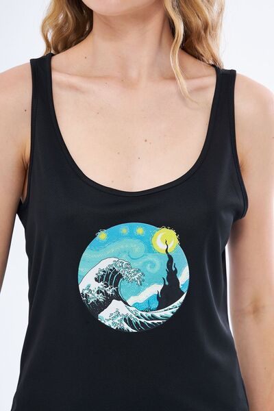 Moda Işık Winter Printed - Sports Tank Top with Thick Straps Black Color