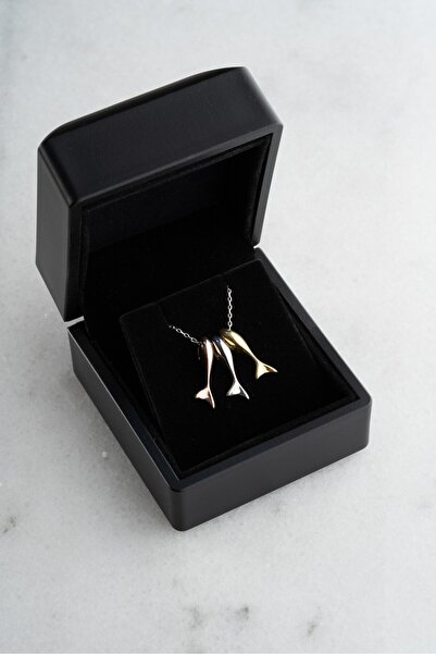 ESSARE 925 Ayar Işıklı Kutuda Gümüş Rodyum Kaplama 3'Lü Şans Balık Kolye