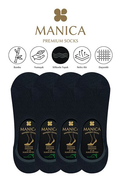 MANICA Men's Bamboo Ballerina Socks 4 Pairs - Smoked