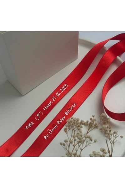 Lion Baskı ve Organizasyon Red Satin - Engagement Ribbon, Together for Life