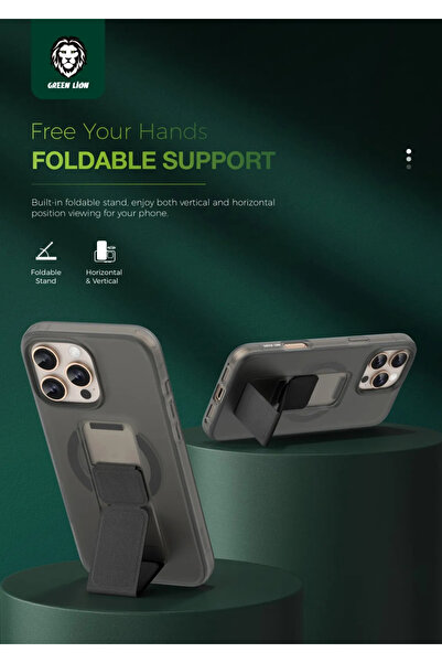 Green Lion جراب Grip 360 Magsafe لهاتف iPhone 16 Pro Max - أسود