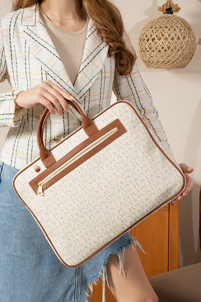 Just Polo حقيبة كمبيوتر وحقيبة كمبيوتر محمول للأعمال - مع تفاصيل نصية