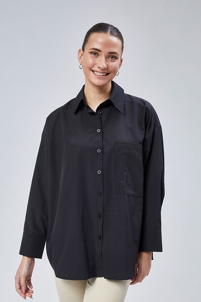 lurex moda Cămașă oversize cu un singur buzunar