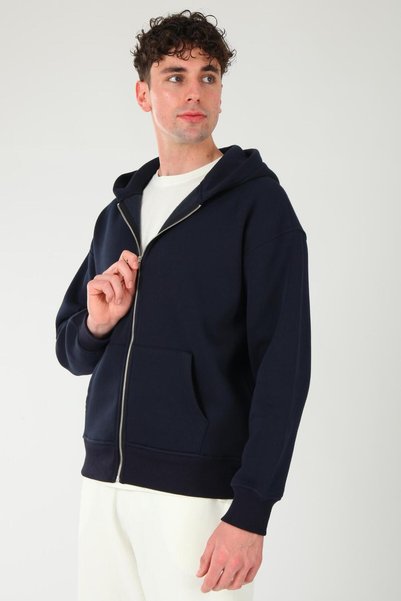 Coredra Basic Men's Oversize Fit Hoodie and Zipper Top