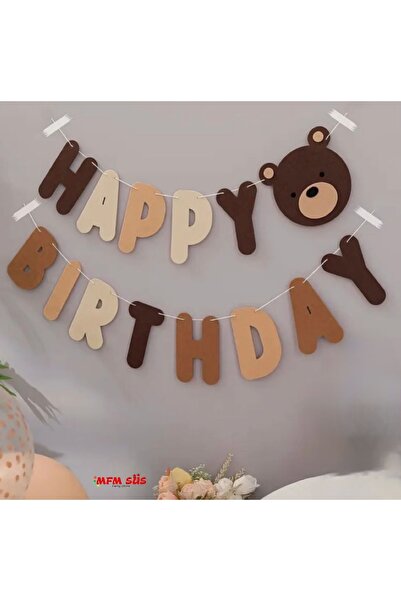 MFM Χαρούμενα γενέθλια με θέμα το Teddy Bear Εγγράψτε το banner της Eva