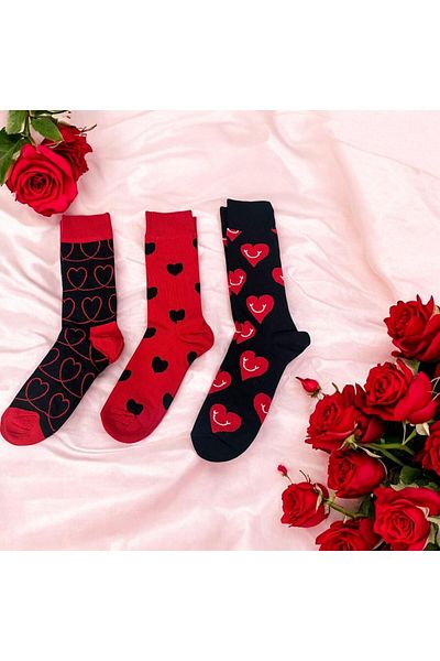 The Babylon Socks 3 Pairs of Women's Socks with Heart Pattern Special for Lovers