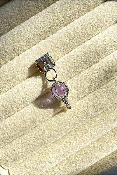 Diamara Designs İtalyan Mor Uçan Balon Figürlü Sallantılı Kadın Charm