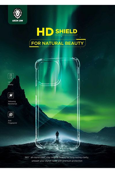 Green Lion جراب مضاد للصدمات لهاتف iPhone 15 Pro Max (6.7 بوصة) - شفاف