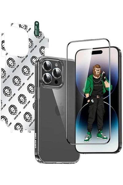 Green Lion مجموعة حماية 4 في 1 لهاتف iPhone 15 Pro Max - شفافة