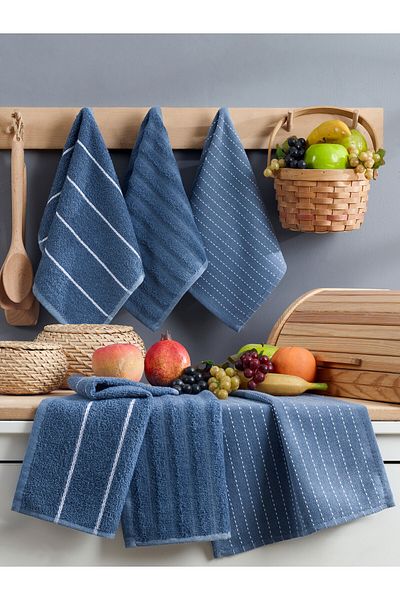 Denia Home Textile طقم لونا مكون من 6 مناشف للمطبخ واليد والوجه مقاس 30x50 سم