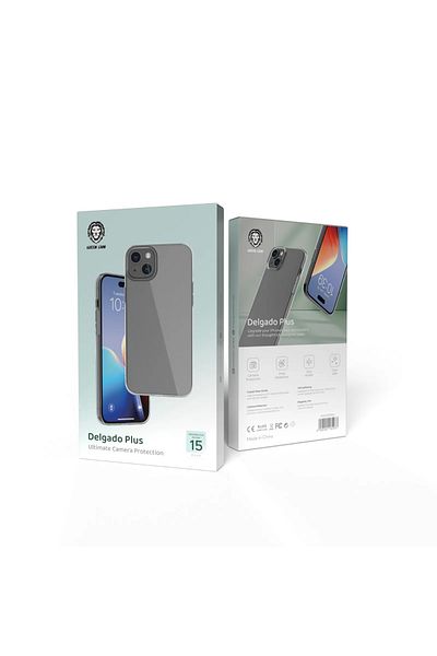 Green Lion جراب ديلجادو للكمبيوتر الشخصي لهاتف iPhone 15 Plus - شفاف