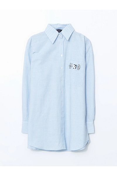 LC Waikiki Cămașă oversize pentru femei LCW Modest Blue Floral