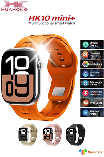 GoMarkt HK 10 Mini Plus 41mm Amoled Ekranlı Akıllı Saat 3 Kordonlu