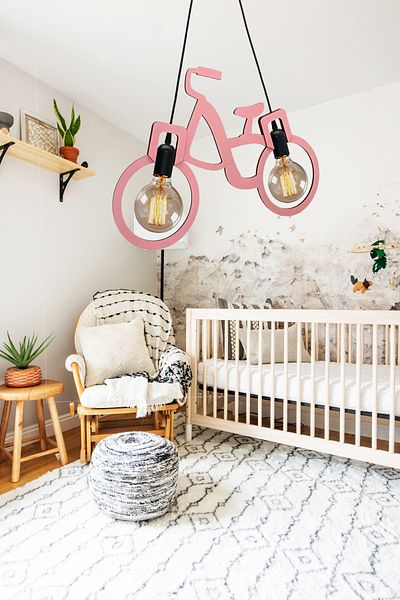 Nurnivus Bicycle Chandelier Wooden Pendant Lamp Modern Rustic Lamp Decorative Cafe Office Young Children's Room Living Room Chandelier